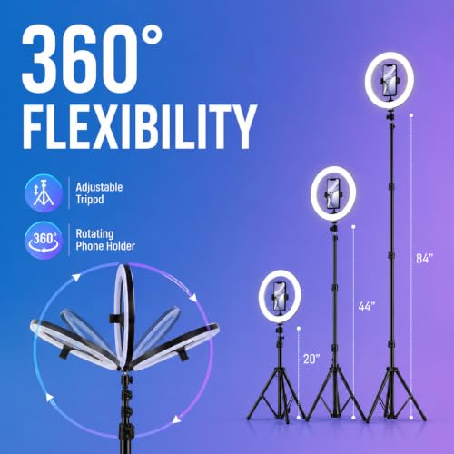 Image of 10 Inch LED Ring Light with 7ft Adjustable Tripod Stand & Mobile Holder