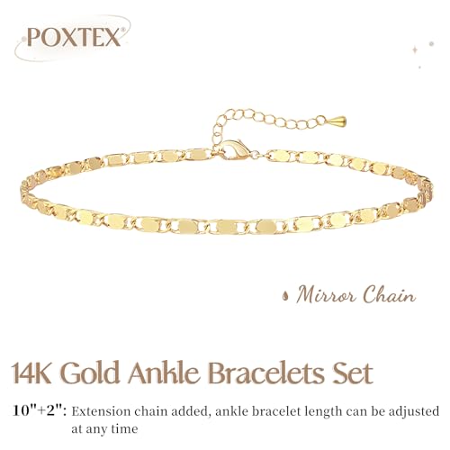 Image of Extra Large Anklets for Women Waterproof, 14K Gold Plated Stack Anklets for Women Plus Size, 10 inch+2 inch Non Tarnish Large Ankle Bracelets for Women, Summer Big Ankles Set, Beach Bikini Vacation Jewelry
