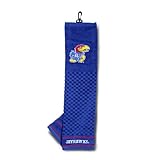 Team Golf NCAA Kansas Jayhawks Embroidered Golf Towel Embroidered Golf Towel, Checkered Scrubber Design, Embroidered Logo