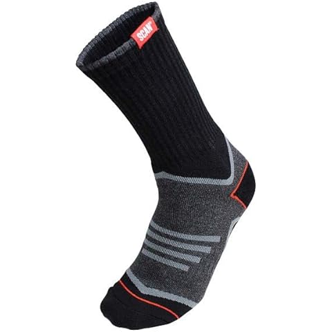 Scan SCASOCKS Work Socks - Twin Pack (2 Pairs) Size: 6-12, Grey/Black Cover