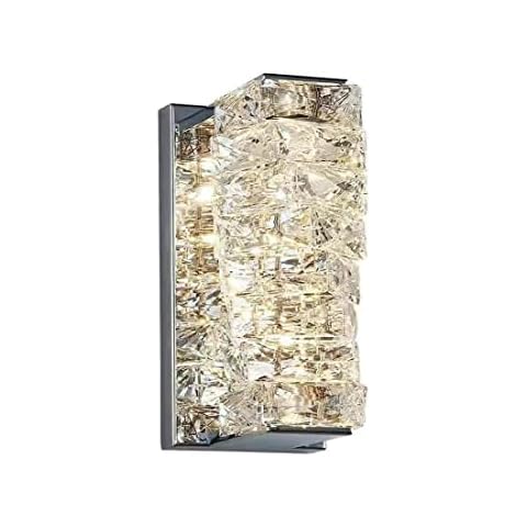 Soutas Mini LED Crystal Wall Sconces 3CCT Lighting Silver Indoor Crystal Glass Wall Light Fixtures Rectangle Style Modern Elegant Wall Mount Lamp for Bedroom Living Room Kitchen (Silver-Small) Cover
