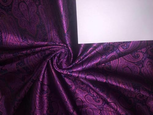Brocart de soie haut de gamme violet jacquard rose de 111,8 cm de large
