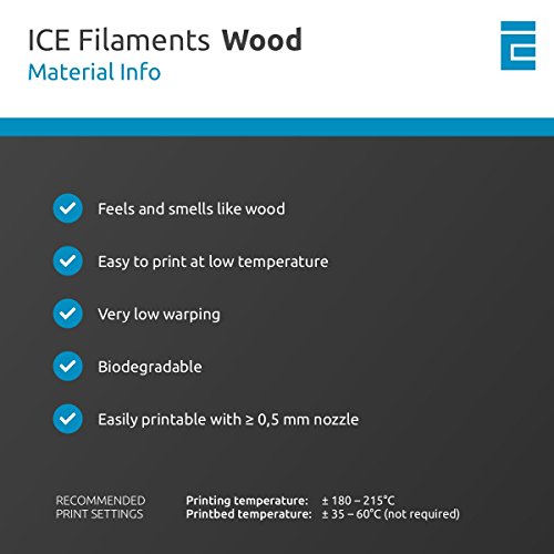 ICE Filaments WOOD filamento, 1.75mm, 0.5 kg