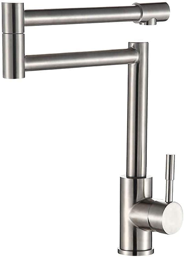 Mitigeur cuisine rabattable eau chaude et froide | Évier devant fenêtre style inox brossé