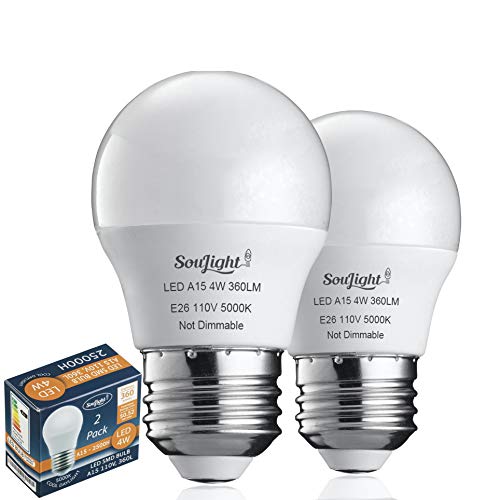 Refrigerator Light Bulb Led - Smd A15 4W 40Watt Equivalent - Waterproof E26 Base - 5000K Daylight White - 360 Lumen - Energy Saving – 4W Led Appliance Bulb - Replacement Bulbs - 2 Pack #TOP21