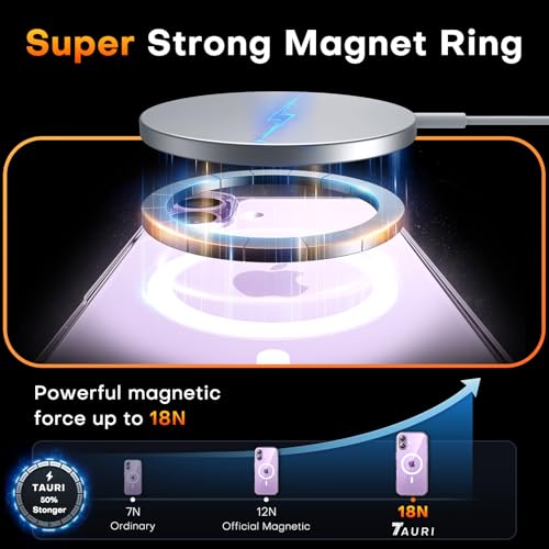 Image of TAURI for iPhone 17 Case, Compatible with MagSafe, Clear | with Screen Protector, Not-Yellowing Military-Grade Protection, Shockproof Slim Magnetic Case for iPhone 17