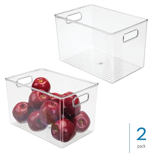 iDesign Storage Bins with Handles - Organizer Bins for Kitchen, Pantry, Bathroom, or Home Office - Set of 2 - Clear - Image 3