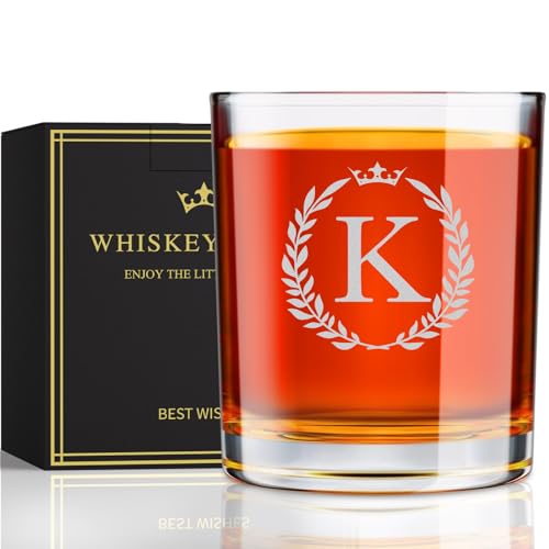 Mens A-Z Engraved 10.6 oz Whiskey Glass Gift