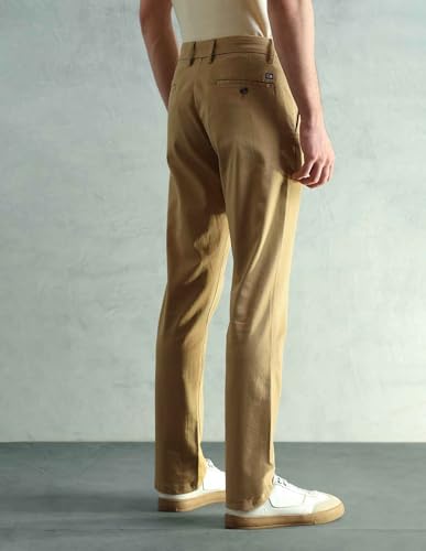 Image of Arrow Sport Men Slim fit Cotton SolidMid Rise waistTrousers