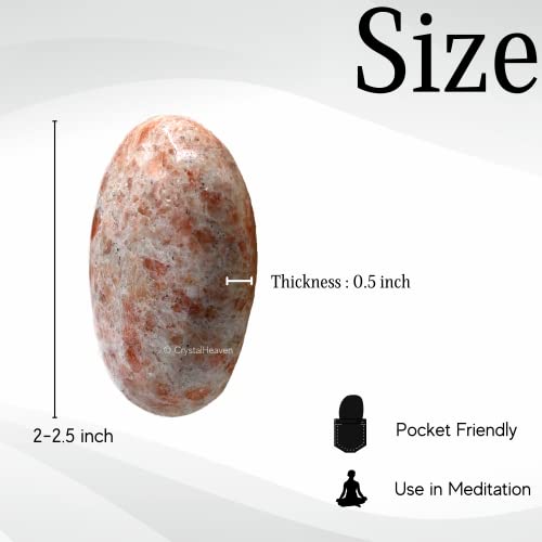 Image of Certified Large Sunstone Crystal Palm Pebbles Stones for Anxiety Stress Relief Massage - AAA Grade Original Healing Gemstone Agate Palm Stone for Yoga Meditation Spiritual Reiki Feng Shui