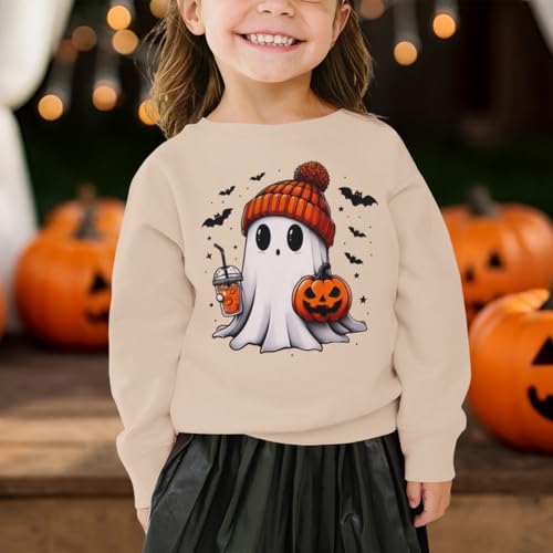 CM C&M WODRO Toddler Halloween Sweatshirt Girl Boy Pumpkin Ghost Pullover Crewneck Long Sleeve Shirt Cute Spooky Season Tops2
