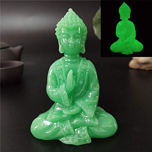 Zoharm Buddha-Statue, Buddha-Statue, aus Jadestein, Thai-Buddha-Skulptur, leuchtend, für Zuhause, Garten, Dekoration thumbnail