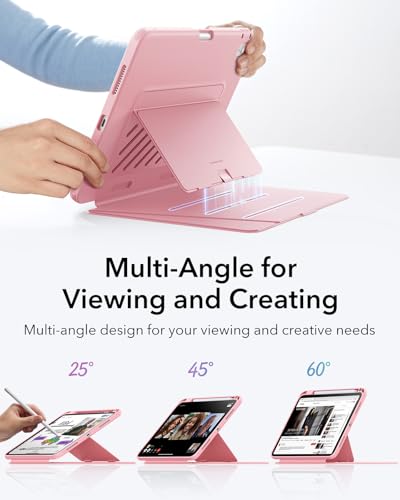Image of ESR for iPad (A16) 11th Generation Cover, iPad 11th /10th Gen Cover (2025 /2022), Vertical Stand Case, Multi Stand Angles, Ultra-Stable Case with Pencil Holder, Flip Series, Pink