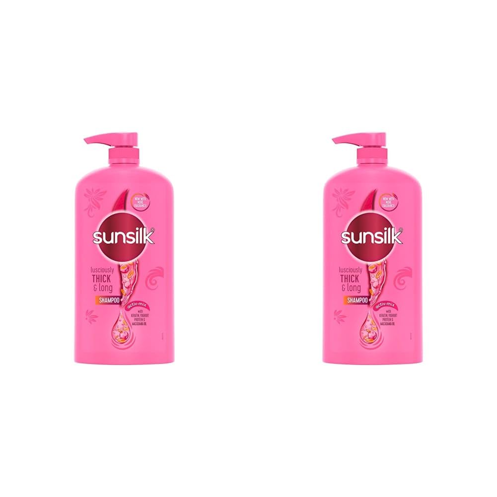 Sunsilk Lusciously Thick & Long Shampoo 1 L|| With Keratin|| Yoghut Protein and Macadamia Oil - Thickening Shampoo for Fuller Hair (Pack of 2)-picture-52