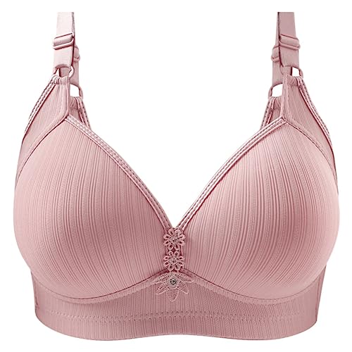 ARtray H and M Abbigliamento Donna Senza Anello In Acciaio Reggiseno Sottile Donna Liscio Decorazione Ricamata Traspirante Collezione Intimo Brasier Comodo Brasier Morbido Confortevole Rosa B
