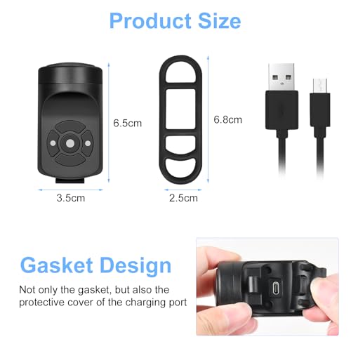 Flintronic Sonnette de Vélo Électrique, Alarme de Klaxon Électronique Sonnette de Vélo 120dB, Étanche IPX4 Klaxon de vélo de Charge USB Portable avec Alarme, 4 Modes de Sonnerie, Noir – vue 5