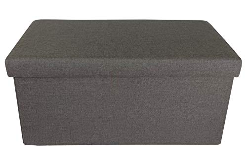Milanino Klappbarer Sitzbox Sitzbank Sitztruhe praktisch, mit Deckel platzsparend und viel Stauraum, Verschiedene Ausführungen (grau/Stoff, 84 x 42 x 40 cm) Cover