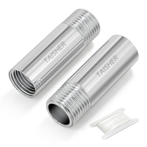 TAISHER 2PCS Stainless Steel Pipe Fittings 1/2 NPT Male x 1/2 NPT Female Threaded 2 Length Thickened Nipple Cast Pipe