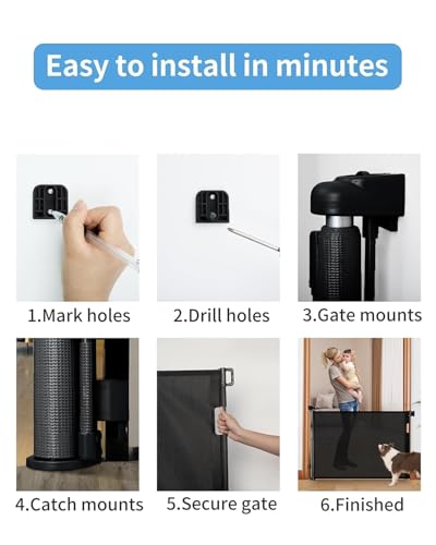 Veraste SH20.006D Retractable Baby Gate,Mesh Baby Gate Or Mesh Dog Gate,33 Inch Tall,Extends Up To 55 Inch Wide,Child Safety Gate thumb #4