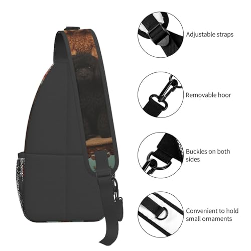Bolso tipo Sling con diseño de perros Poodles Negro miniatura 4