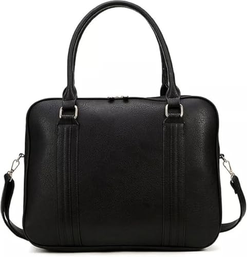 Bolsa Feminina Pasta Executiva para Notebook Reforçada Couro Ecológico para Trabalho, Reuniões e Dia a Dia (Preto)