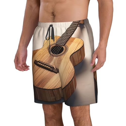 Men's Swim Trunks Quick Dry Bathing Suits Guitar Wooden Beach Board Shorts Swimwear with Pockets2