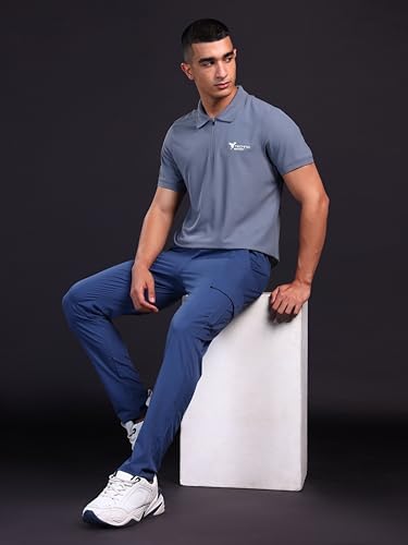 Image of TECHNOSPORT Men's Solid Polo T-Shirt MATPIQ Quick Dry Slim Fit Sports Tee for Gym Casual Smart Wear UPF50+ Anti Odour