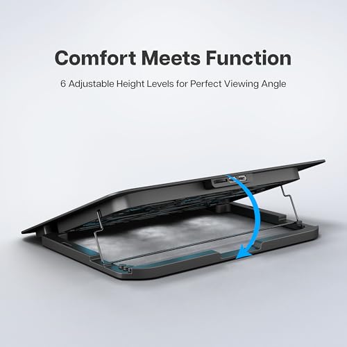 Image of Geonix CoolZ 6 Fan Laptop Cooling Pad | Powerful coooling | Universal Support up to 17-Inch|Supports up to 5kg | 6 Adjustable Heights Up to 134mm| Mobile Phone Stand (Black & Blue)