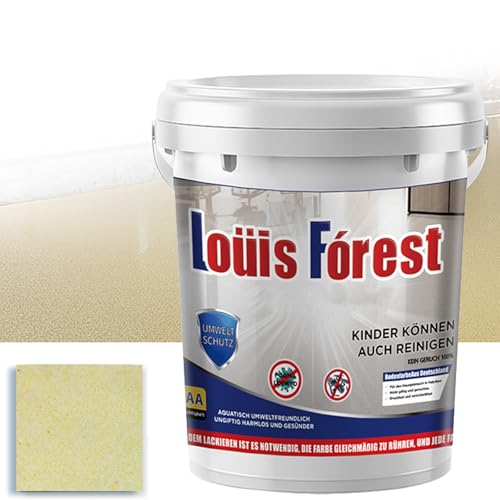 High-Gloss Marble Effect Epoxy Floor Coating, Louis Forest Epoxy Floor Paint, Garage Floor Paint, Waterproof Water-Based Epoxy Floor Paint (Beige)