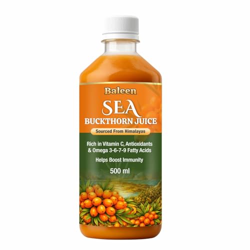 Image of Baleen Sea Buckthorn Juice 500ml (Pack of1) | Himalayan Sea Buckthorn Berry Juice With Omega 3 6 9 & 7 Fatty Acids | Pure Seabuckthorn Pulp Juice with Vitamin C Antioxidants
