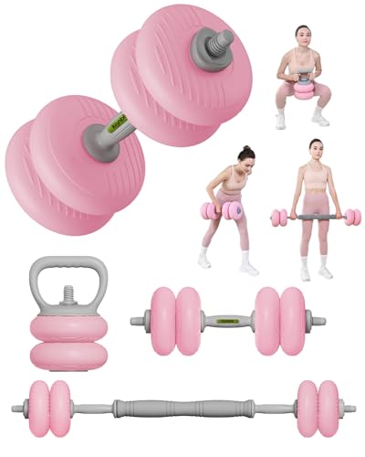 Image of kisnbld Adjustable Dumbbell Set, 35 /45 /62LBS SoftShell Weight Set with Connector 4-IN-1 Dumbbell Set Used as to Barbell & Kettlebell for Home Gym, Fitness Exercise for Men Women Beginners