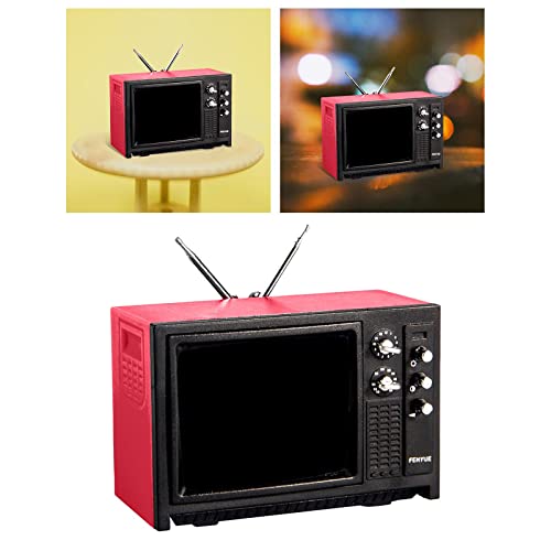SM SunniMix Mini Puppenhaus TV Modell Möbel Wohnzimmer Lebensszene Ornamente Im Maßstab 1:12 , Rot – Bild 7