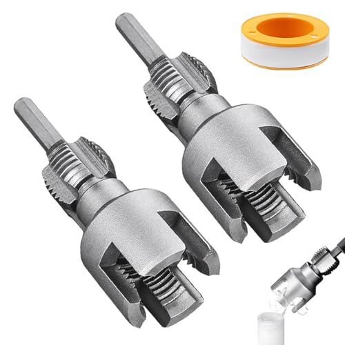 2 Pezzi Filettatore per Tubi in PVC/PPR, 2 in 1Kit Utensile Integrato per Filettatura Interna ed Esterna Tubi da 1/2, 3/4, Multiuso Filettatore Trapano Elettrico A-ccessori