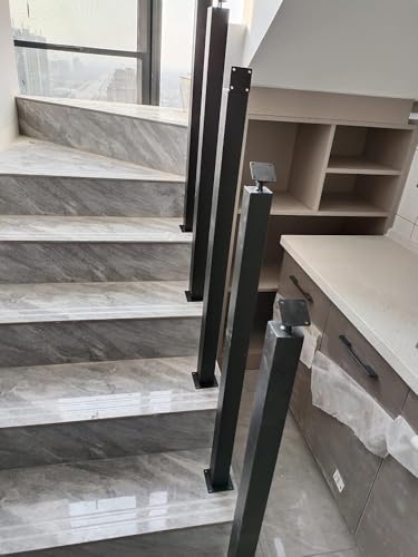 Ejes de barandilla de metal ajustables, balaustres cuadrados modernos de 270° para interiores y exteriores, terraza, porche, hormigón y escalones de madera