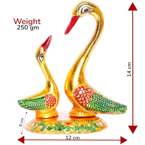 Image of KridayKraft Love Birds Swanset Pair of Kissing Duck Metal Statue,Love for Romantic Gift to Boyfriend,Girlfriend,Decor Your Home,OfficeShowcase,Animal Showpiece Figurines. (Multicolor)