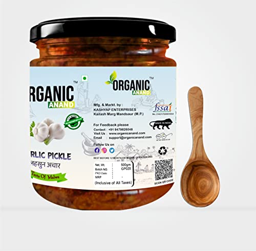 Image of Organic Anand Homemade Garlic Pickle 500gm Lahsoon /Lassan /Lahsun Ka Achaar, Flavourful, Delicious, Traditional Taste (Pack of 1)