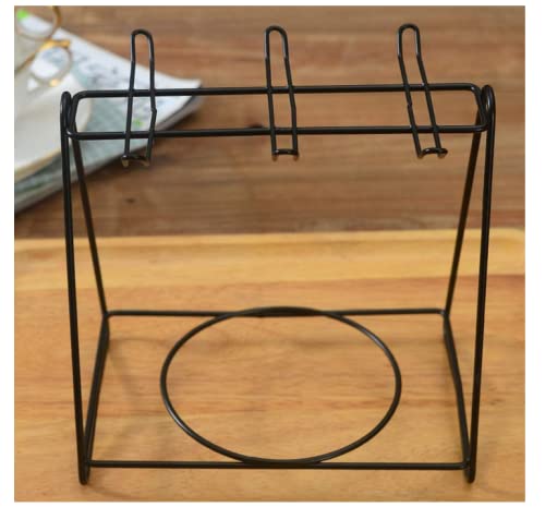 Biluer Coffee Cup Holder Stainless Steel Stand for 6 Coffee Cups Saucers Spoon Sets Tea Service Display Stand (Black) - Image 3