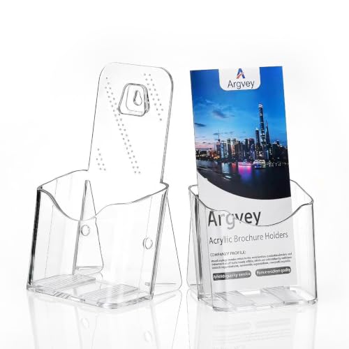 Argvey Acrylic Brochure Holder 4x9 Inch, Clear Pamphlet Holder Display Stand for Trifold 4 Inch...
