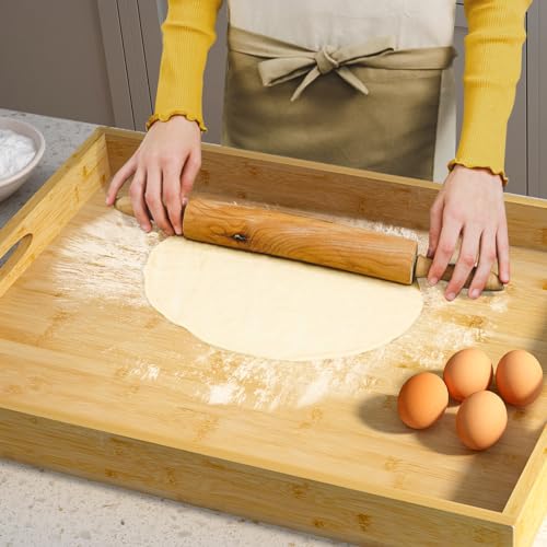 Bukfen-Bamboo-Wood-Stove-Top-Cover-and-Cutting-Board-for-Electric-Stove-and-Gas-Stove-Sink-Cover-RV-Stove-Top-Cover-Noodle-Board-Stove-CoverWooden-Serving-Tray-with-Handles30-L-x-22-W-x-25-Th