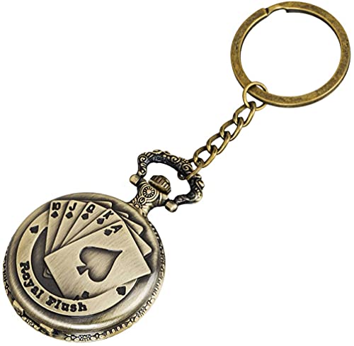 Image of AUGEN Pocket Watch Metal Keychain Cards Retro Vintage for Gifting With Key Ring Anti-Rust (Pack Of 1)
