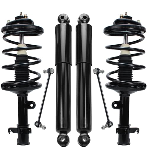 Detroit Axle - 6pc Front Struts Shocks Kit for 1999-2004 Honda Odyssey Ready Struts with Coil Spring Assembly Sway Bar Links + Rear Shock Absorbers 2000 2001 2002 2003 Replacement Suspension