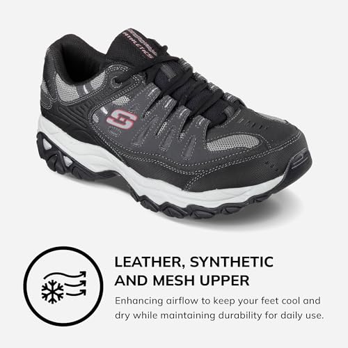 Image of Skechers Men's Afterburn M. Fit Fashion Sneakers - Leather Upper, Memory Foam Insole, Rubber Outsole