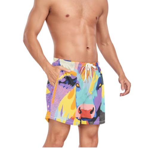Pantalones cortos de correr ligeros con divertido estampado de vaca de las tierras altas 5