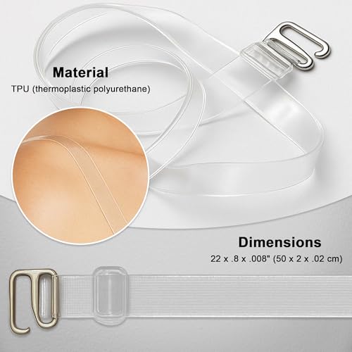 Fashion First Aid Clearly Gone Invisible Clear Bra Straps for Women – 3/4 Inch Wide with Metal Hooks – Adjustable Transparent Strap Pair for Strapless and Convertible Bras3