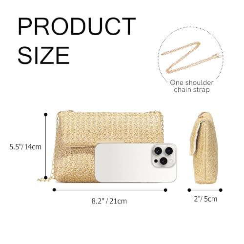 Image of Women's Straw Crossbody Bag Beach Handmade Rattan Shoulder Bags Small Straw Clutch Purse for Summer Vacation