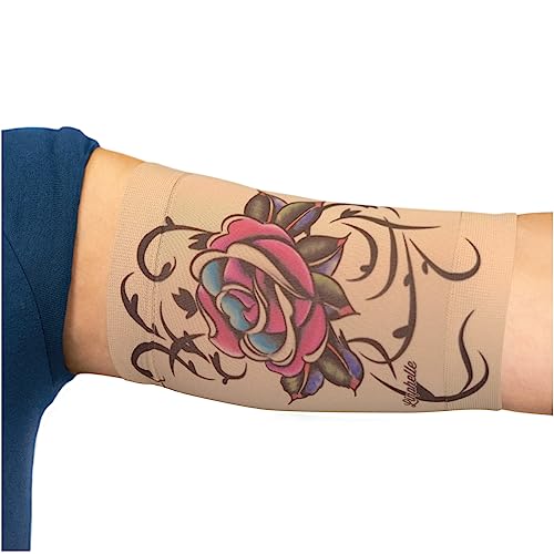 Linphelle Copri Picc in Microfibra - Fascia Copri Picc Braccio in Tessuto Traspirante e di Design, Manicotto Braccio Ideale per PICC, Glucometro, Tatuaggio o Ferite, Rosa Colorata, Taglia 3