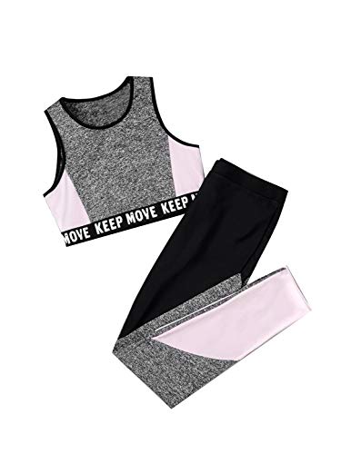 Kids Girls' Yoga Dance Performance Outfit Tracksuit Crop Top with Athletic Leggings 2 Piece Set4