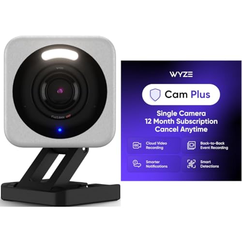 Image of WYZE Cam v4 Grey Cam Plus Yearly, Covers 1 Camera, Auto-Renews at $19.99 /Year, Activation Required