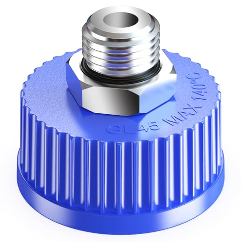 GL45 Liquid Media Cap with Stainless Steel Threads for Industrial Laboratory Liquid Extraction, 1pcs (1/2