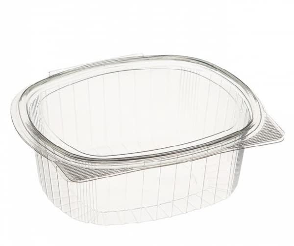 Suminet Tarrinas de Plástico OPS con Bisagra, 500 ml, Transparentes, Pack 100 Unidades, Recipientes Desechables para Comida Fría, Ensaladas, Postres, Hostelería y Take Away (500cc)